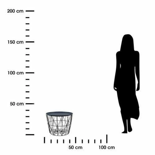 Stolik kawowy Awinion okrągły metalowy beżowy ciemny ze schowkiem loftowy do salonu 52,5 cm