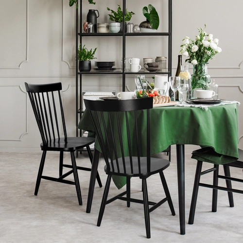 Krzesło drewniane Tulno czarne retro patyczak do jadalni i kuchni vintage Intesi