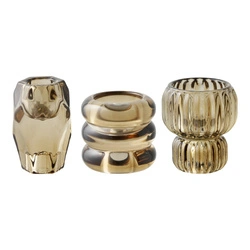 House Nordic zestaw 3 świeczniki szklane dymiony brąz do salonu na stół