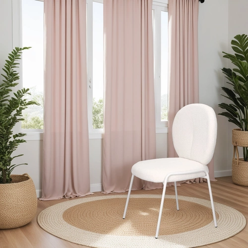 Krzesło Bianco tapicerowane boucle białe do jadalni i salonu nowoczesne skandynawskie Intesi