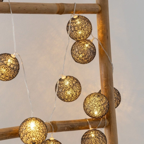 Girlanda Cotton balls czarne brokatowe 10 lampek LED