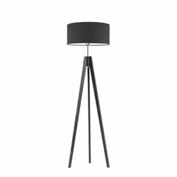 Lampa podłogowa drewniana z abażurem HAITI grafitowa do salonu i sypialni Lysne