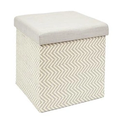 Pufa Intesi Vels Boho kwadratowa ze schowkiem składana szaro-beżowa do salonu i przedpokoju