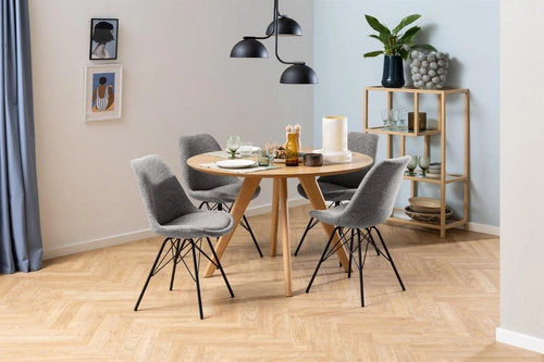 Krzesło tapicerowane Eris Monza szare do jadalni i salonu nowoczesne na czarnych nogach