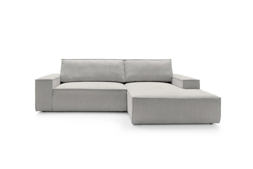 Narożnik z funkcją spania Molde M prawy sztruksowy szary jasny z pojemnikiem do salonu