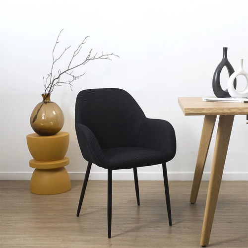 Krzesło tapicerowane Lavia czarne Intesi do jadalni i salonu nowoczesne z podłokietnikami