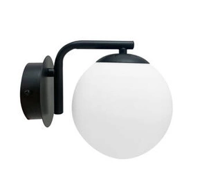 Nowoczesny kinkiet ścienny AMADEO czarny z białym szklanym kloszem do salonu i sypialni