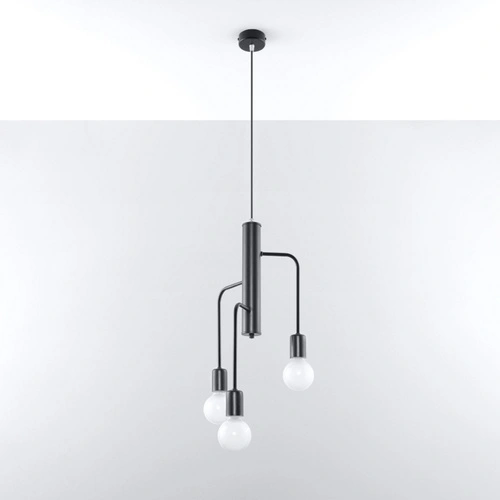Żyrandol nowoczesny czarny DUOMO 3-punktowy do salonu, sypialni lub jadalni