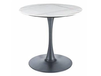 Stół okrągły Esmeralda 80 cm biały marmur na jednej nodze do jadalni nowoczesny Intesi