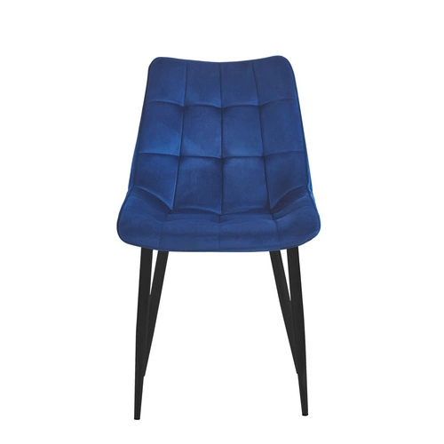 Krzesło tapicerowane welur Poly Intesi granatowe z czarnymi nogami do jadalni i salonu