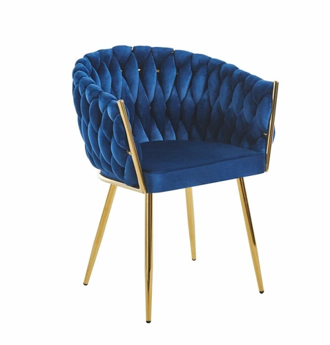 Krzesło tapicerowane Malaya Velvet Intesi niebieskie do jadalni glamour ze złotymi nogami