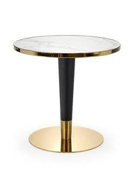 Stół Mosa okrągły, biały marmur, czarny