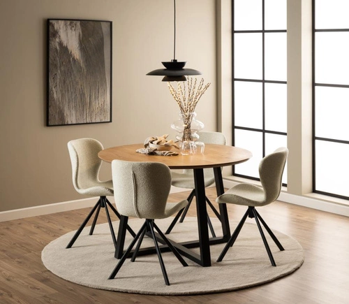 Krzesło obrotowe Batilda kremowe bouclé Actona do jadalni i biura nowoczesne tapicerowane