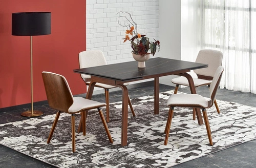 Stół rozkładany Nozel czarny marmur 140-200 cm nowoczesny do jadalni i salonu granitowy