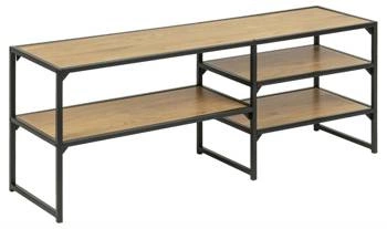 Szafka RTV 120 cm Seaford industrialna stojąca do salonu dąb naturalny i czarna Actona