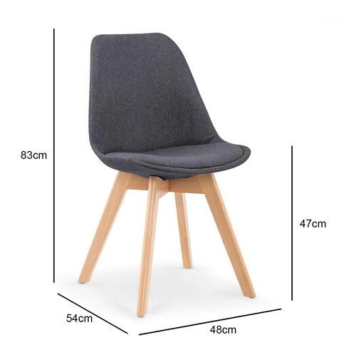 Krzesło tapicerowane Dimi szare do jadalni skandynawskie drewniane bukowe nowoczesne Intesi