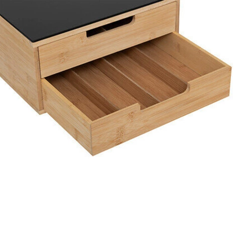 Szufladka na kapsułki z wyjmowanymi       przegrodami czarna/ naturalna