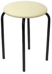 Taboret do toaletki Francis Intesi beżowy z ekoskóry, metalowy, nowoczesny do salonu