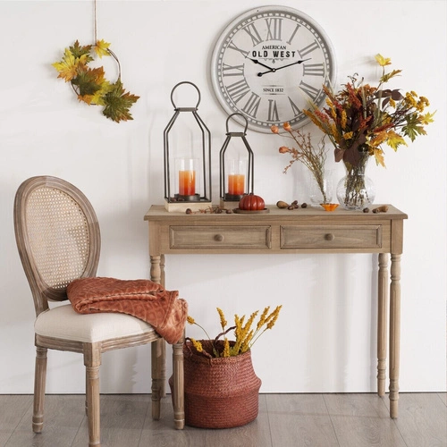 Krzesło tapicerowane Cleon Atmosphera do jadalni rattan beżowe drewniane boho wysokie nogi