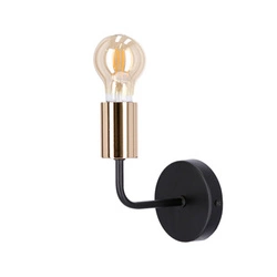 Kinkiet ścienny Spill czarny nowoczesny metalowy do salonu i sypialni z detalem złotym