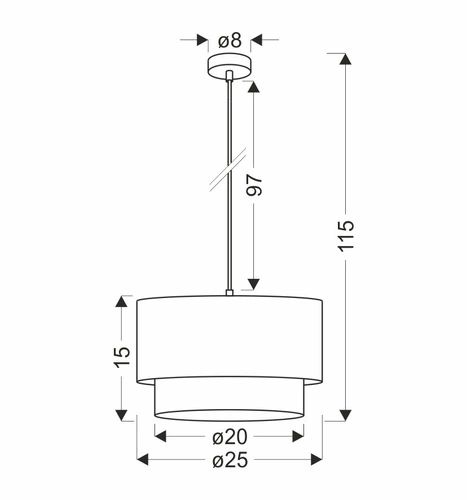 Lampa wisząca Ruben biały 1x60 E27 abażur orzechowy+biały
