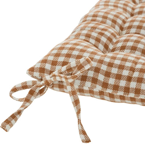 Poduszka na krzesło Vichy w kratę         brązowa