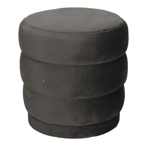 Pufa Sinan okrągła szara tapicerowana nowoczesna do salonu i przedpokoju Atmosphera 40 cm