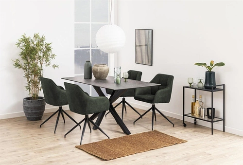 Krzesło tapicerowane Brenda Actona oliwkowe obrotowe z podłokietnikami do jadalni nowoczesne