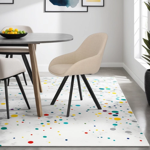 Krzesło tapicerowane Nels beżowe z podłokietnikami do jadalni nowoczesne czarne nogi Intesi