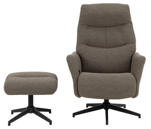 Fotel obrotowy London Monza taupe z podnóżkiem do salonu nowoczesny relaksacyjny beżowy