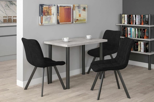 Krzesło do jadalni Moly Intesi tapicerowane welur czarne nowoczesne z metalowymi nogami