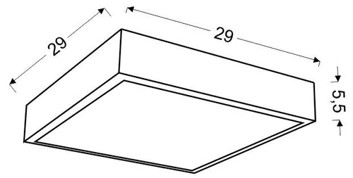 Plafon Lux 29x29 16W LED 6500K satyna duży ring