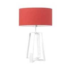 Lampka nocna do sypialni nowoczesna Thor z czerwonym abażurem i białym stelażem LYSNE 61 cm