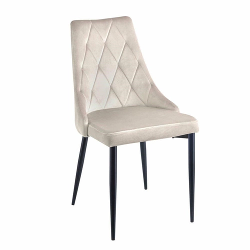 Krzesło tapicerowane Loretta velvet beżowe do jadalni i salonu nowoczesne na czarnych nogach Intesi