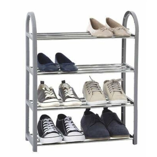 Czarny regał na buty 4 półki 5five simply smart loftowy, kompaktowy do przedpokoju