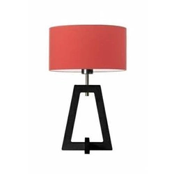 Lampka nocna Clio glamour z abażurem czerwonym i drewnianą podstawą hebanową do sypialni