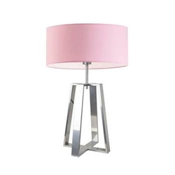 Lampka nocna do sypialni Thor nowoczesna z abażurem jasny różowy metal srebrny 61 cm