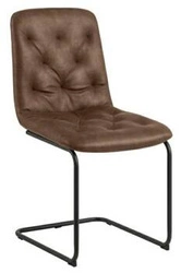 Krzesło do jadalni Kira Actona tapicerowane ekoskóra brązowe na czarnych płozach nowoczesne