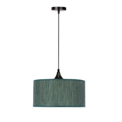 Lampa wisząca Patti czarny 1x60 E27 abażur walec 30x15 plecionka zielona
