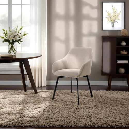 Krzesło tapicerowane obrotowe Clara Actona beżowe z podłokietnikami do jadalni i salonu