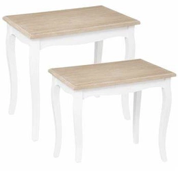 Zestaw 2 stolików kawowych Chrysa biały prostokątny skandynawski do salonu Atmosphera