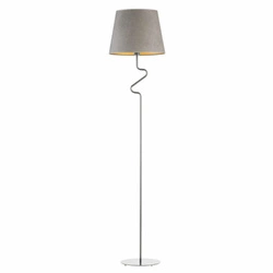 Lampa stojąca do salonu FOGO GOLD Lysne nowoczesna szara welurowa glamour z abażurem 174 cm