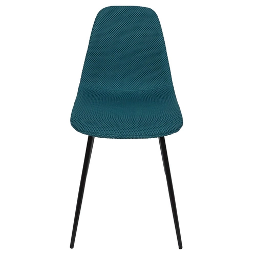 Krzesło tapicerowane Pori turkusowe do jadalni i kuchni nowoczesne na czarnych metalowych nogach