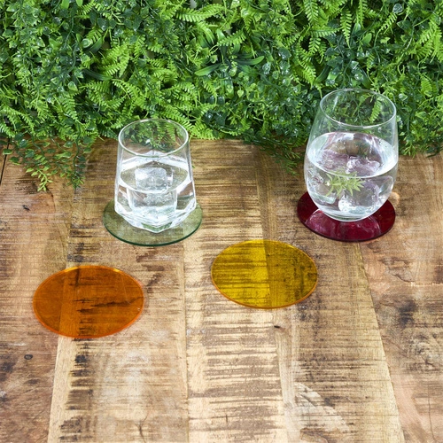 Zestaw 4 podkładek pod szklankę kolorowe, transparentne