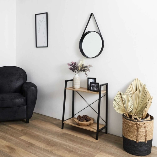 Regał metalowy Cilyan Intesi na książki do salonu nowoczesny naturalny czarny 60 cm