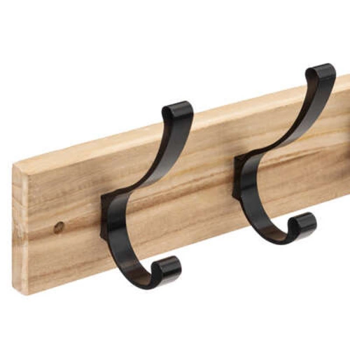 5five simply smart nowoczesny wieszak ścienny do przedpokoju drewno i czarny metal 4 haki