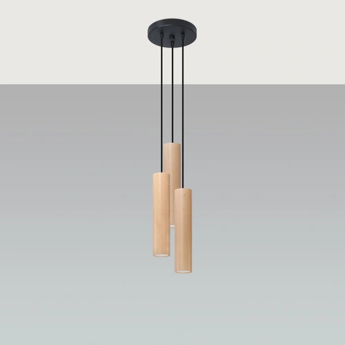 Lampa wisząca LINO 3P drewniana nowoczesna 3-punktowa do kuchni nad wyspę