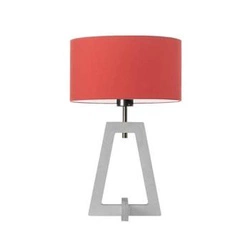 Lampka nocna Clio glamour z czerwonym abażurem i białą drewnianą podstawą do sypialni 47 cm