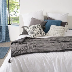 Elegancka aksamitna narzuta na łóżko Atmosphera szara 80x180 cm dwustronna