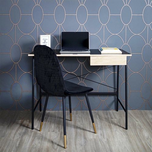 Biurko Stanford czarne nowoczesne z szufladą do pracy i nauki 100 cm Intesi